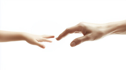 Adult and child hands reaching towards each other