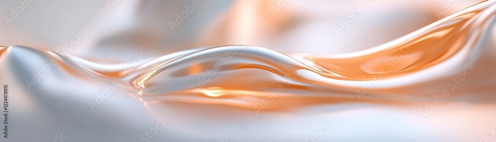 Aufkleber glowing energy waves in neon orange and yellow flow across a reflective metallic white surface. the 