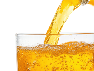 Isolated Close-up of Beer Pouring into Glass