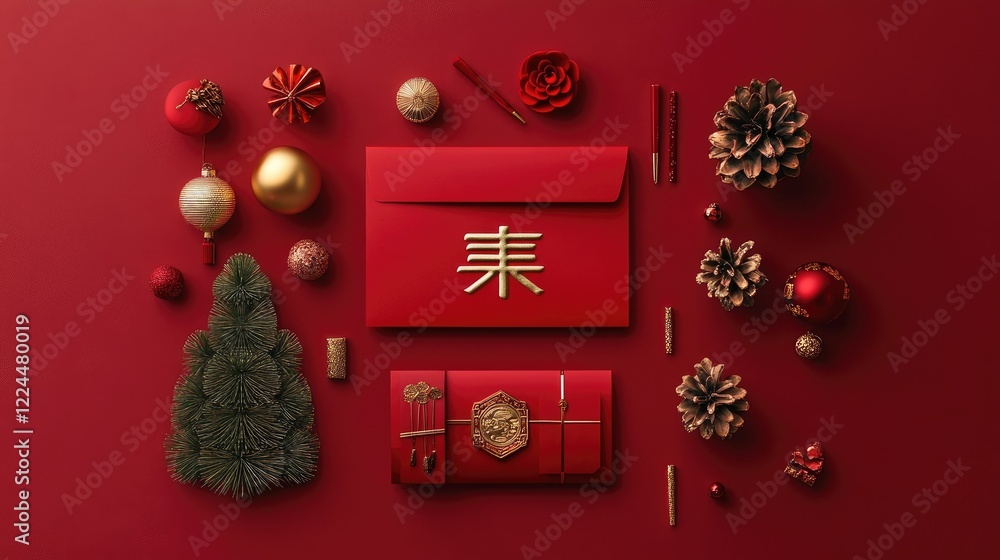 Poster a personalized red envelope featuring traditional elements like the fu character, with a name and gr