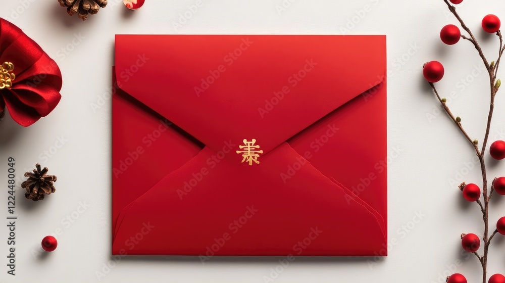 Poster a personalized red envelope featuring traditional elements like the fu character, with a name and gr