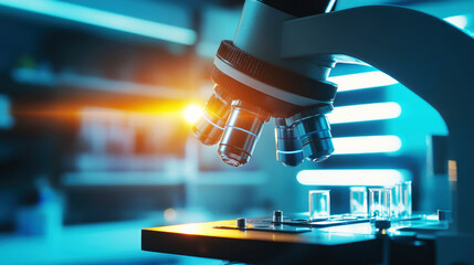 modern microscope in laboratory close-up
