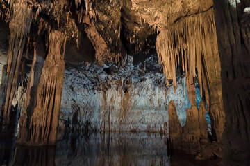 Stalactite cave on the island of Sardinia Neptune's Grotto, Italy
