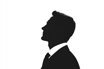 icon of businessman, white and black silhouette of man in profile