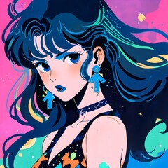 women smilling, 笑っている女性 , アニメの笑顔のイラスト、笑顔のアニメの女の子、かわいいアニメの女の子, Anime girl smilling, AI generative, Ai anime girl illustrations	