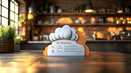 Chef's business card on cafe counter