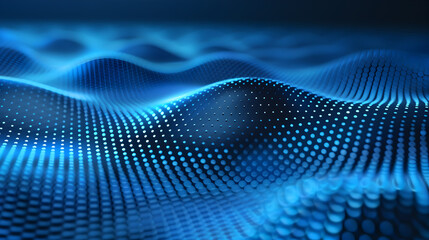 Fototapeta premium Abstract representation of blue waves with dotted patterns, suggesting movement and depth.