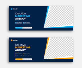 Corporate business agency social media web banner facebook cover flyer design template Premium Vector. Social media cover vector templates fully editable.