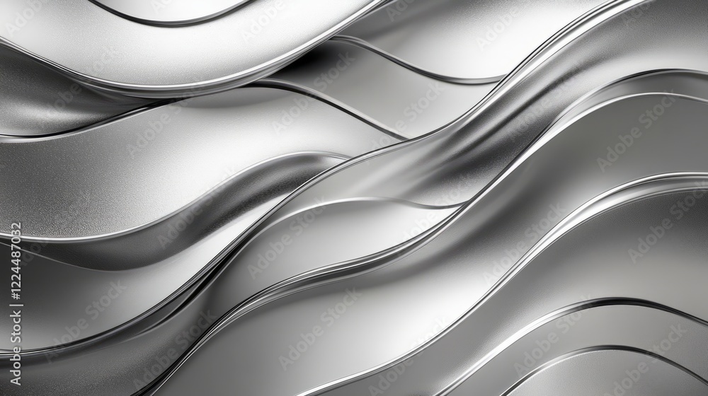 Poster abstract metallic wave background with sleek silver and chrome textures flowing dynamically