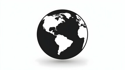 Fototapeta premium Simplified Black and White Globe Illustration Showing the Americas and Part of Europe with Minimalistic Design. Generative AI