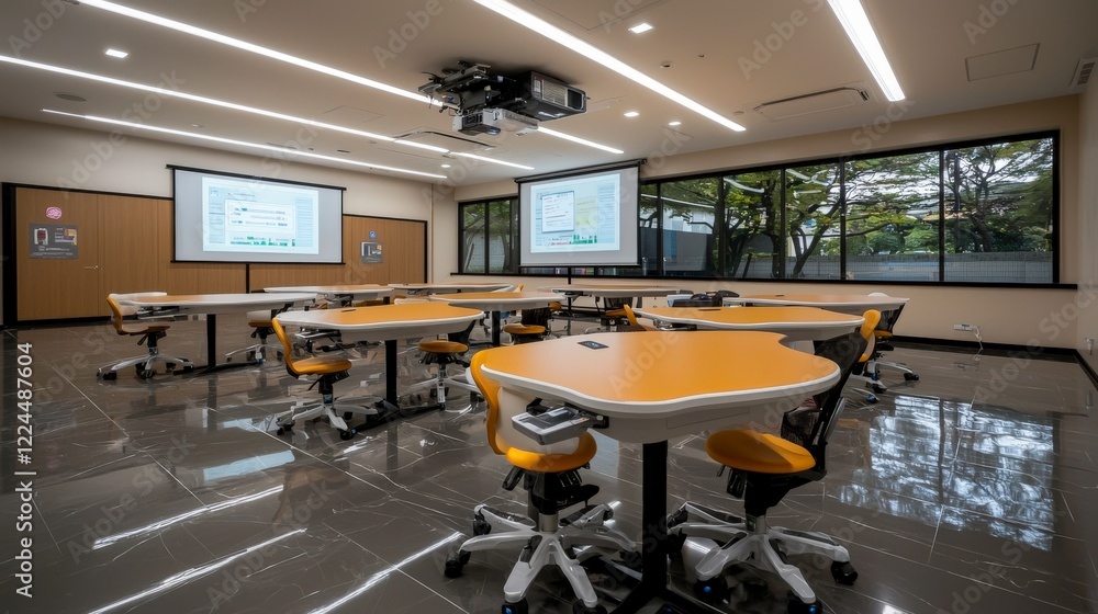 Aufkleber innovative classroom design with adjustable smart desks modern school educational space engaging env
