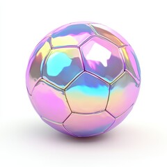 Fototapeta premium Rainbow Holographic Soccer Ball on White Background