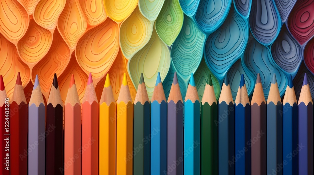 Poster vibrant colored pencil tips blending effortlessly into a richly textured painted background creating