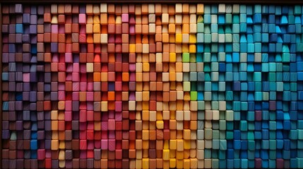 Fototapeta premium Tidy wooden box filled with a neatly arranged assortment of colorful pencils perfect for a creative workspace art studio or school supply organization