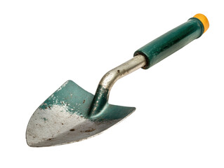 Isolated Garden Hand Trowel with Green Handle