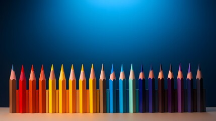 A row of colorful pencils gradually fading from their sharp vivid tips to dull softer ends in a 16 9 aspect the process and creative tools