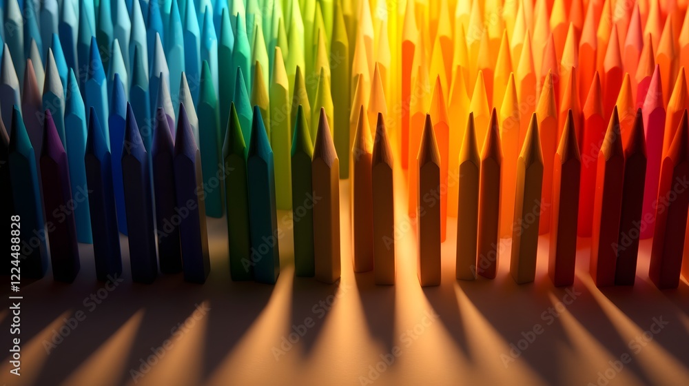 Aufkleber vibrant rainbow of colored pencil shadows casting ethereal abstract art colorful creative and visual