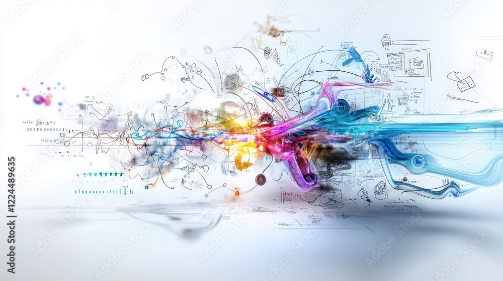 Aufkleber Digital brainstorming session virtual space graphic design abstract environment artistic perspective innovation concepts