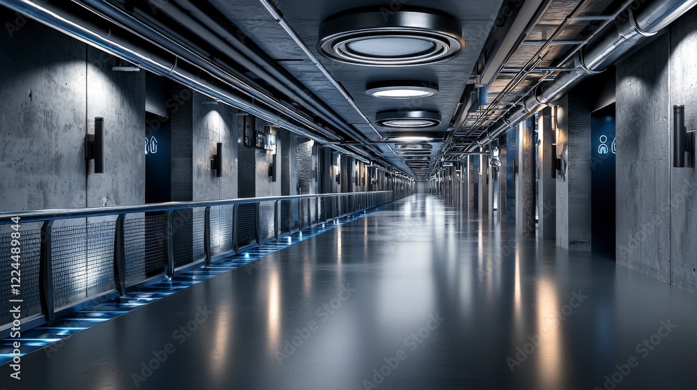 Poster futuristic meeting space design virtual collaboration room digital environment modern architecture w