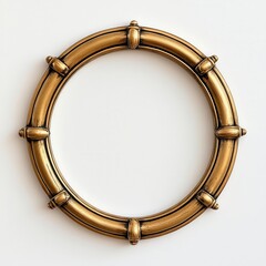 A circular porthole frame made of brass, with a clean glass surface and intricate bolts. High Quality