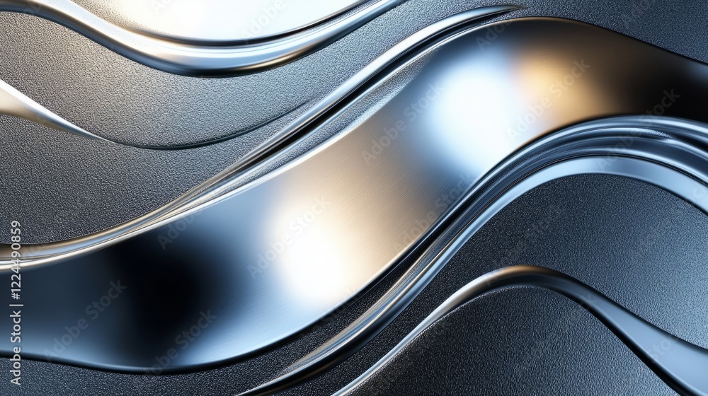 Poster abstract metallic wave background with sleek silver and chrome textures flowing dynamically