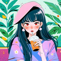 women smilling, 笑っている女性 , アニメの笑顔のイラスト、笑顔のアニメの女の子、かわいいアニメの女の子, Anime girl smilling, AI generative, Ai anime girl illustrations	