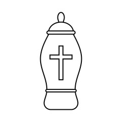 Outline Funeral Urn with Cross, cremation ashes burial urn