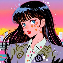 women smilling, 笑っている女性 , アニメの笑顔のイラスト、笑顔のアニメの女の子、かわいいアニメの女の子, Anime girl smilling, AI generative, Ai anime girl illustrations	