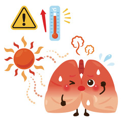暑さでバテる肺のキャラクター