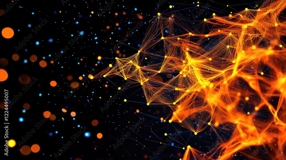 Poster fiery abstract particle background