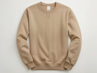 Blank brown sweatshirt mockup on white background, top view