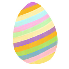 cute illustration of easter egg in rainbow colorful watercolor brush cute bright pastel color pattern hand drawn spring season png transparent cutout clipart digital sticker