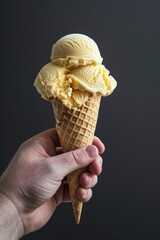Hand holding an ice cream cone