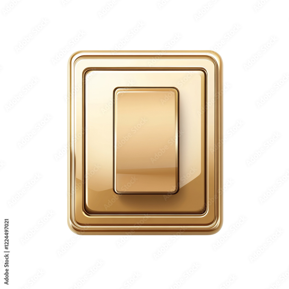 Poster A high resolution image of a luxury gold light switch with a rectangular shape and a toggle button.