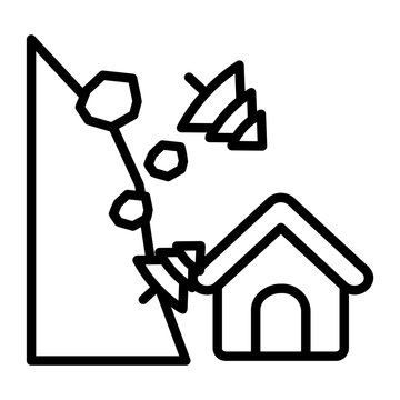 house under falling rocks outline clip art preview