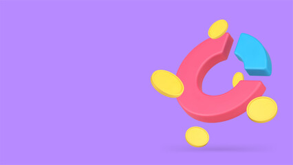 Financial analyzing money expenses and earnings planning banner copy space vector illustration. Finance budget control chart graph data analysis wealth income accounting and calculating