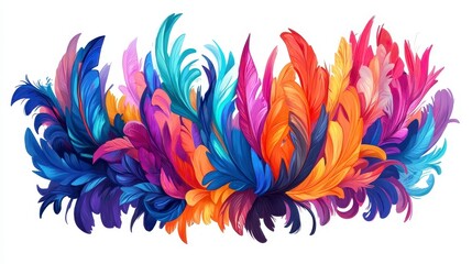 Fototapeta premium Colorful Abstract Feather Motif with Vibrant Scattered Design