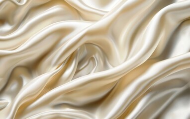 Obraz premium Elegant ivory white satin fabric cascading in soft, flowing waves, showcasing the luxurious texture and lustrous highlights.