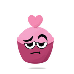tired cupcake of love mascot illustration for design. cute and playful concept. sweethearts, romantic, couples, partner, young, and connected themes