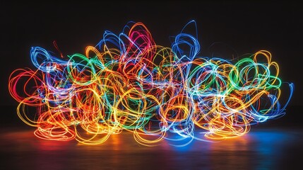 Abstract Colorful Light Trails Create Energetic Visual Art