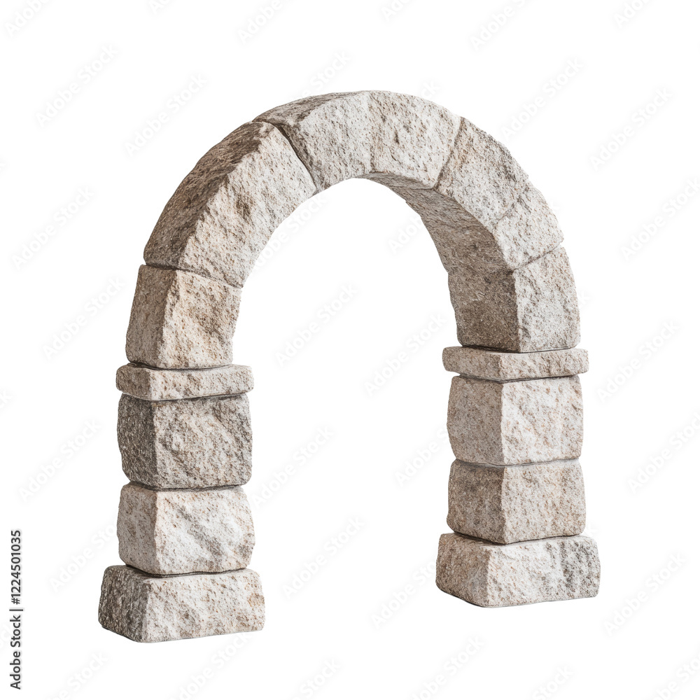 Poster A freestanding stone archway constructed of roughly hewn blocks showcases rustic architectural design.
