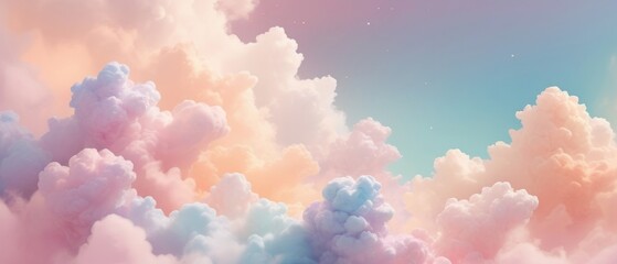 Fototapeta premium A soft, ethereal abstract background with pastel clouds, gentle gradients, and faint sparkles, creating a dreamy and tranquil aesthetic