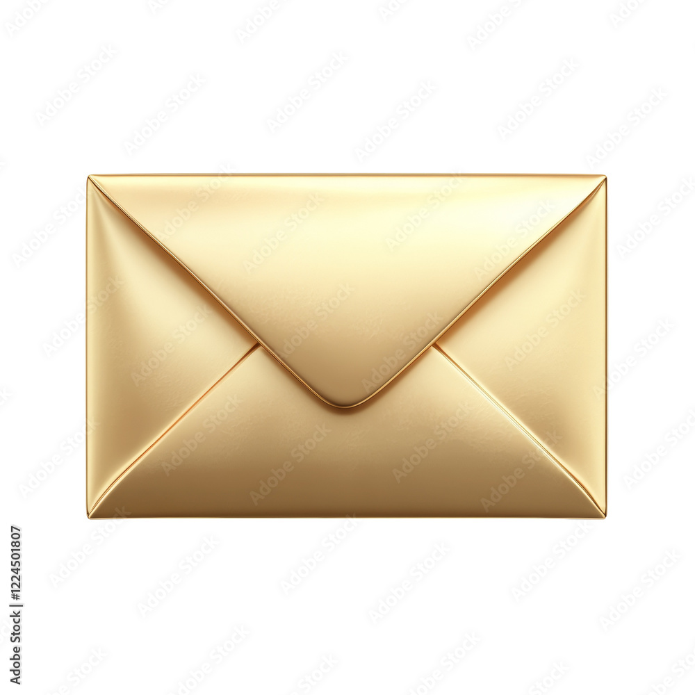 Poster a digitally rendered image of a closed golden envelope, symbolizing luxury and important corresponde