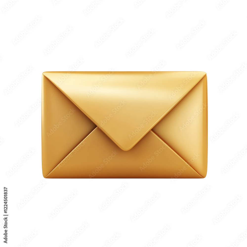 Aufkleber A three dimensional rendering of a golden envelope icon representing digital mail or messaging.