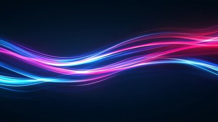 Abstract Glowing Waves of Blue and Pink Light