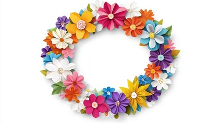 Colorful Paper Flowers Arrangement with Empty Center Space