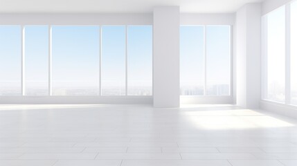 Fototapeta premium Spacious Modern Apartment with Large Windows and City Views