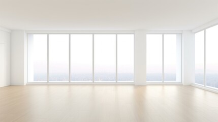 Fototapeta premium Bright and Spacious Modern Apartment with Large Windows and City Views