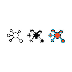 Molecule Structure Icon | Outline, Black and White, and Color Vector