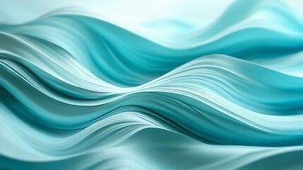 Obraz premium Abstract wave-like background with smooth flowing lines in shades of aqua and teal 